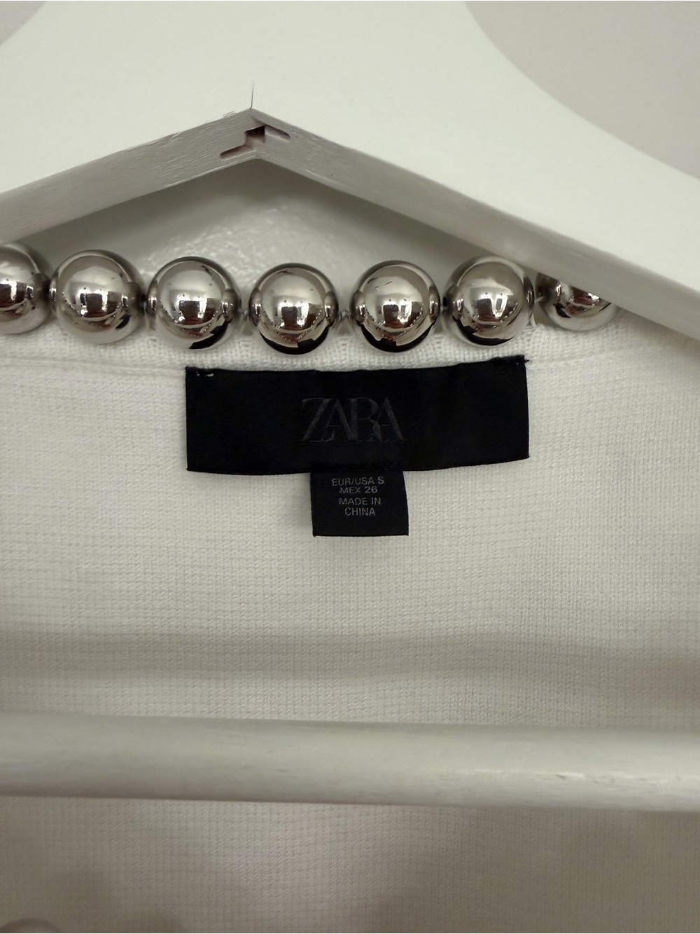 Zara White Mini Dress with Silver Bead Trim - Picture 2 of 4
